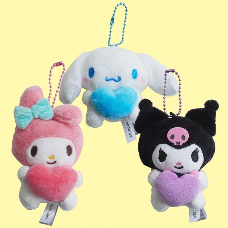 하트 인형 키링 3종 정품 시나모롤 마이멜로디  마멜 백팩 백꾸 가꾸 백참 열쇠고리 키홀더