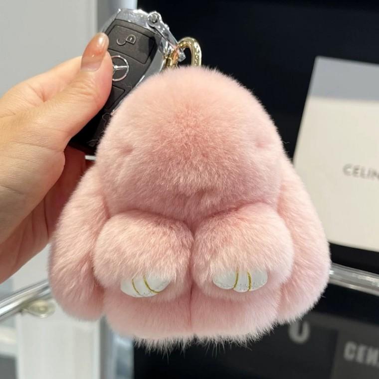 토끼 인형 열쇠고리 키링 14cm 연핑크