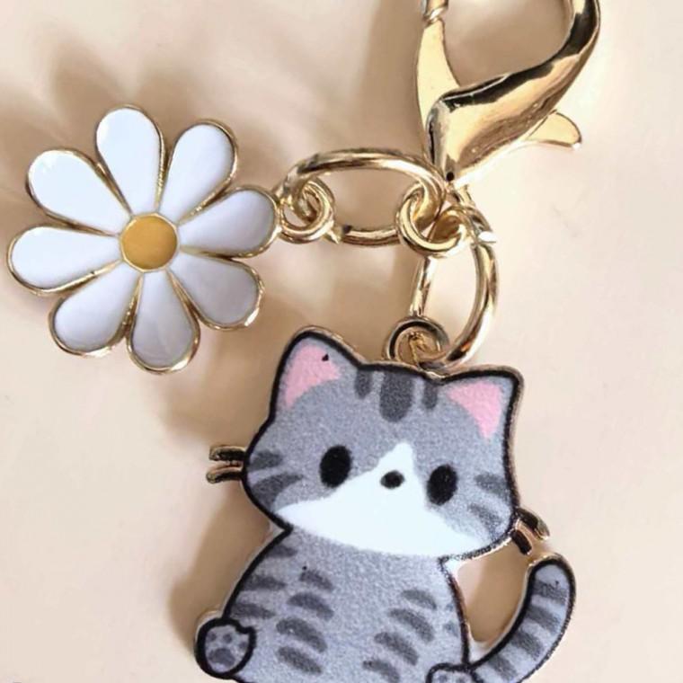 가방참 장식 메탈 고양이 데이지 키링 키체인 포인트