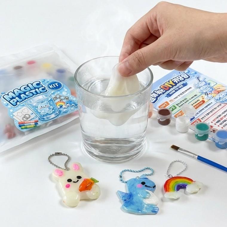 물에녹는플라스틱 물라스틱 만들기 키트 [매직플라 DIY 키링 물감 세트 워터 말랑 클레이 플라 폴리모프]