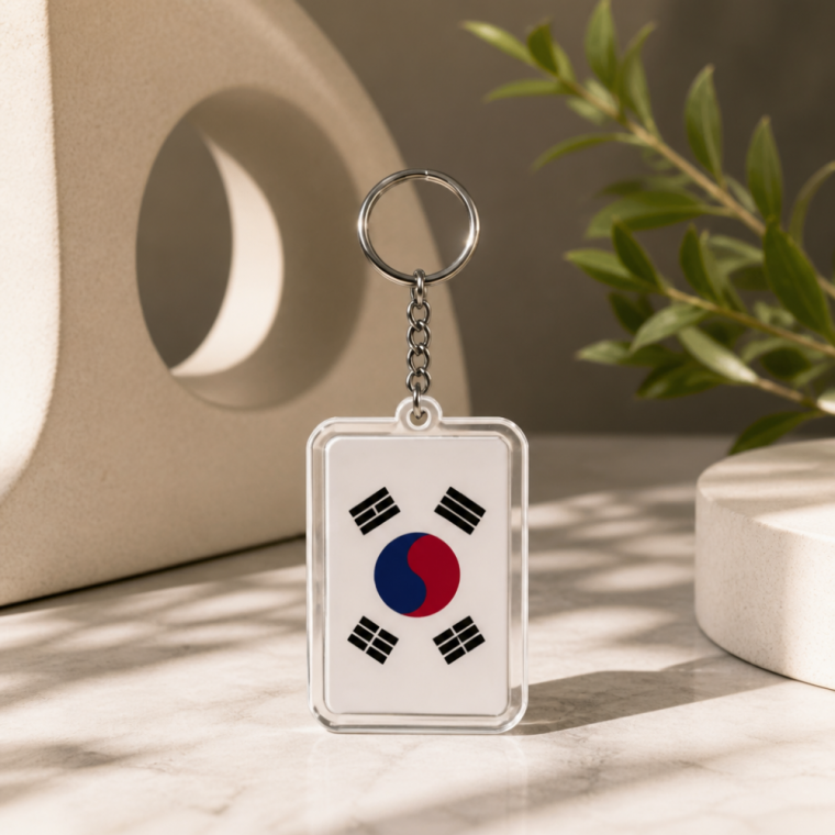 사각 태극기 열쇠고리 가방 참 키링 차량용 액세서리