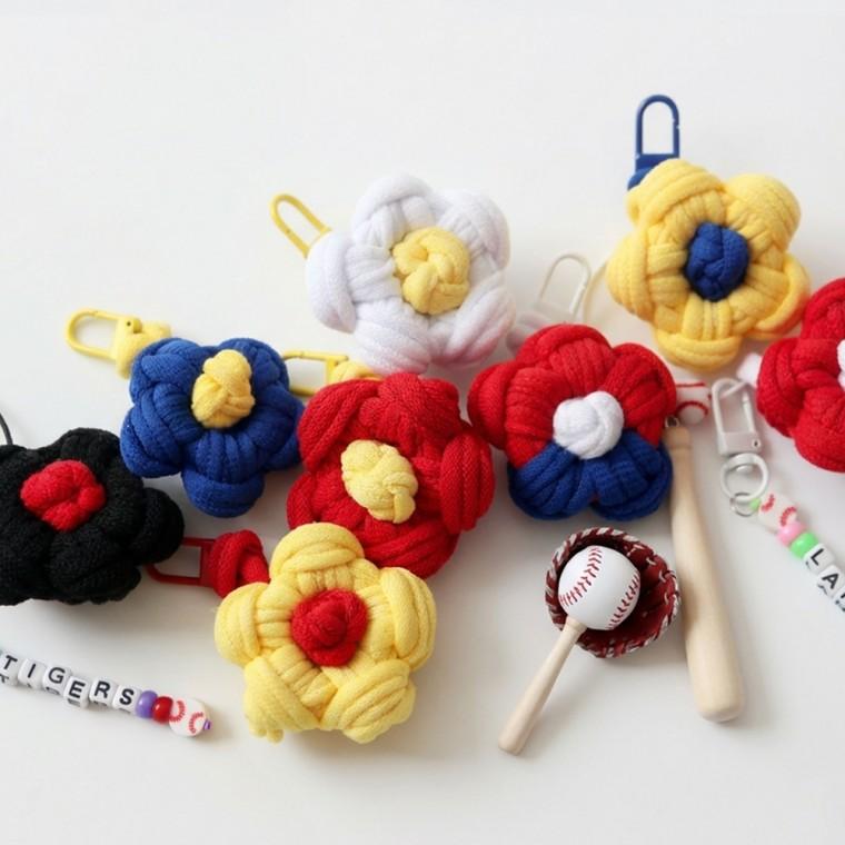 양말목 꽃 키링 만들기 DIY 키트 세트 [7종 이니셜 커스텀 야구 굿즈 업사이클링 공예 재료 뜨개 템]
