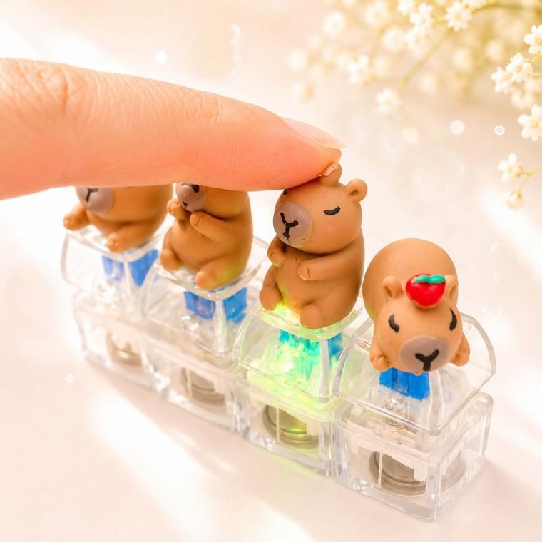 LED 카피바라 캐릭터 키캡 키링 클리커 [4type 피규어 클릭커 귀여운 키보드 딸깍이 청축 키꾸 3구 4구]