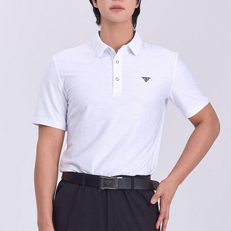 남성 골프 카라 반팔 화이트 1P 여름 격자 티셔츠