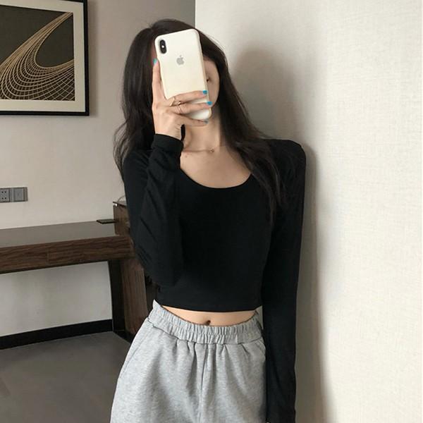 여성 캐주얼 여름 썸머 크롭 긴팔 티셔츠 LKT526
