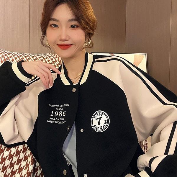 여성 데일리 루즈핏 프린팅 디자인 야구점퍼 LK-J014