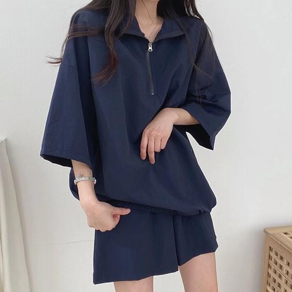 여성 아노락 반집업 루즈핏 셋업 LK-SS12