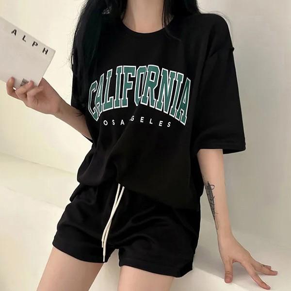 여성 데일리 프린팅 반팔 반바지 셋업 LK-SS29