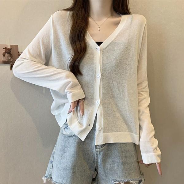 여성 여름철 패션 얇은 브이넥 가디건 WS-N02