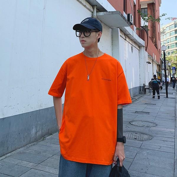 심플 로고 무지 남성 오버핏 반팔 티셔츠 INSUM73
