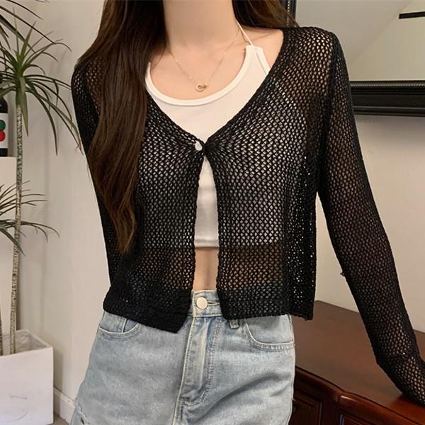 3컬러 여성 시스루 디자인 메쉬 가디건 LK-G016