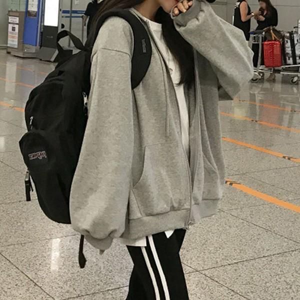 루즈핏 여성 패션 캐주얼 데일리 후드 집업 LK-T016