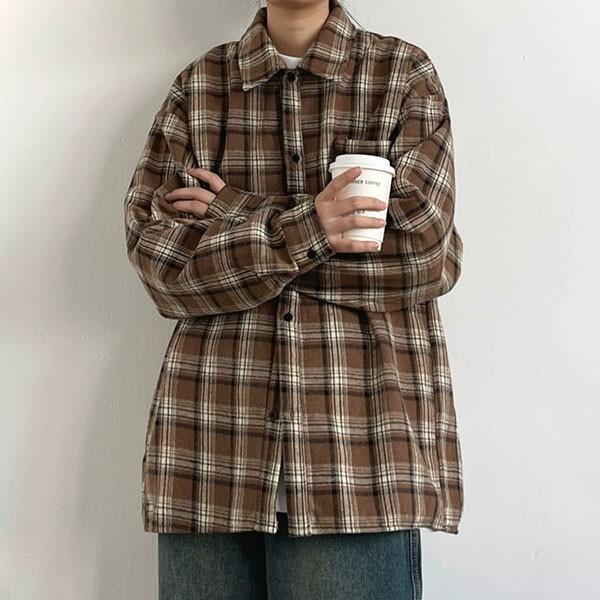 남성 루즈핏 체크 셔츠 남방 봄가을 아우터 IS-JK41