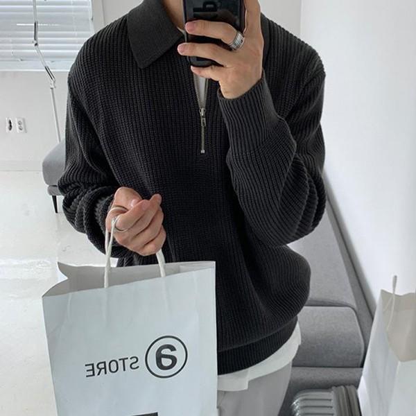남성 데일리 카라 반집업 캐주얼 가을 니트 IS-TS92