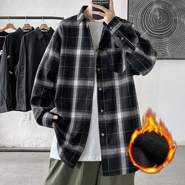 남성 캐주얼 데일리 루즈핏 체크 남방 셔츠 IS-JK70