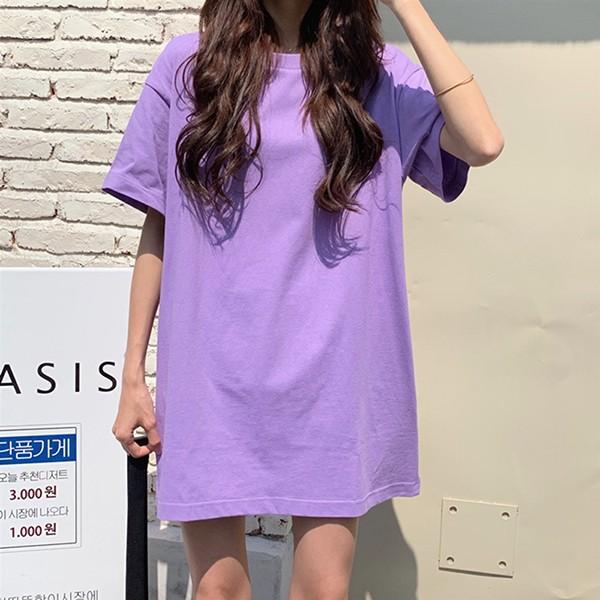 여성 레이어드 이너 라운드 오버핏 반팔티 LK-T15