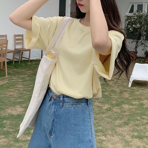 여성 6컬러 캐주얼 심플 핏 반팔 티셔츠 LK-T15
