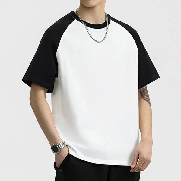 남성 심플 투톤배색 라운드 반팔 티셔츠 IS-TS55