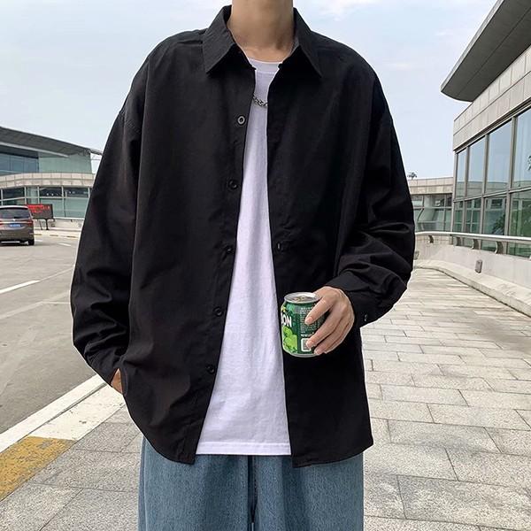 2컬러 남성 베이직 데일리 긴팔 무지 셔츠 INSUM53N