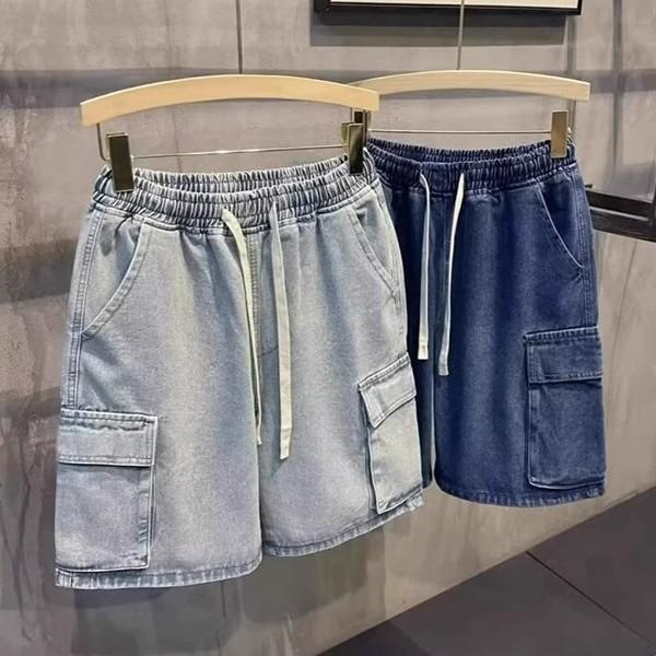 남성 2컬러 워싱 카고 데님 하프팬츠 IS-DNP22