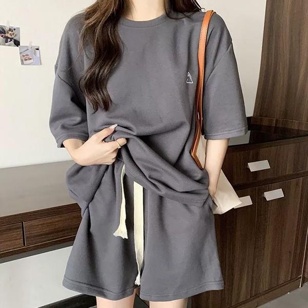 여성 2컬러 데일리 미니멀무드 반팔 셋업 LK-SS23