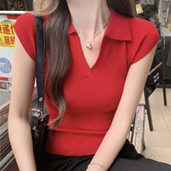러블리 베이직 카라 브이넥 골지 나시티 TDR-0086