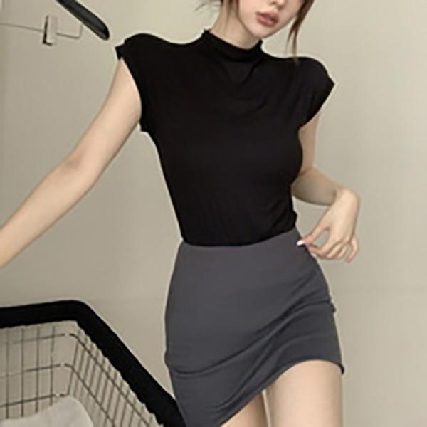 러블리 여성 세미터틀넥 반팔 티셔츠 TDN-0055