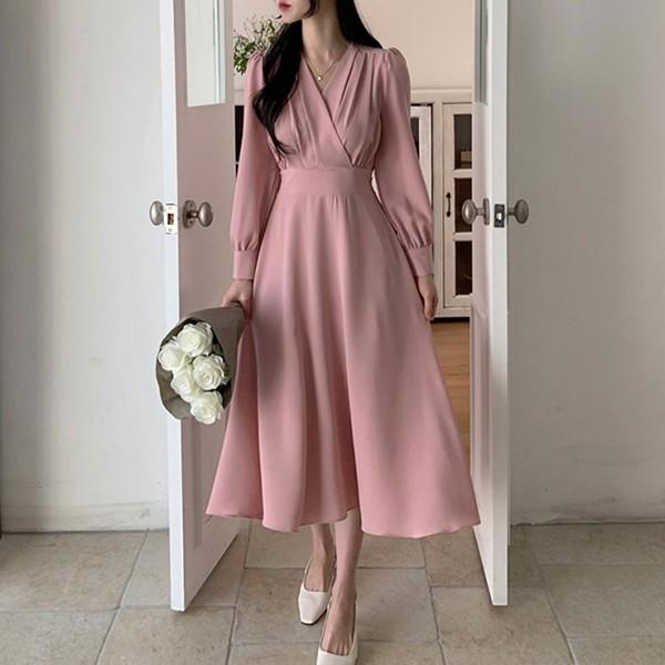 브이넥 데일리 정장룩 우아한 원피스 TDN-0190