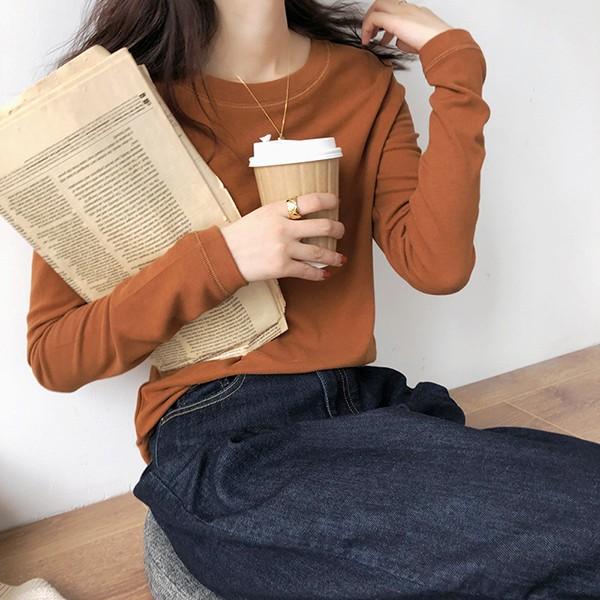 여성 데일리 부드러운 캐주얼 라운드 티셔츠 LKT219