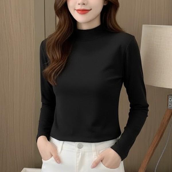 여성 6컬러 베이직 슬림핏 기모 목폴라티 LKT9518