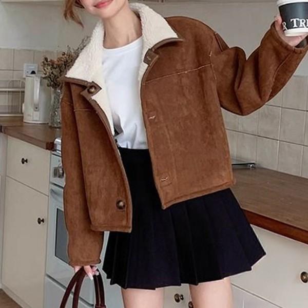 여성 데일리 루즈핏 카라넥 크롭 코트 LK-J044