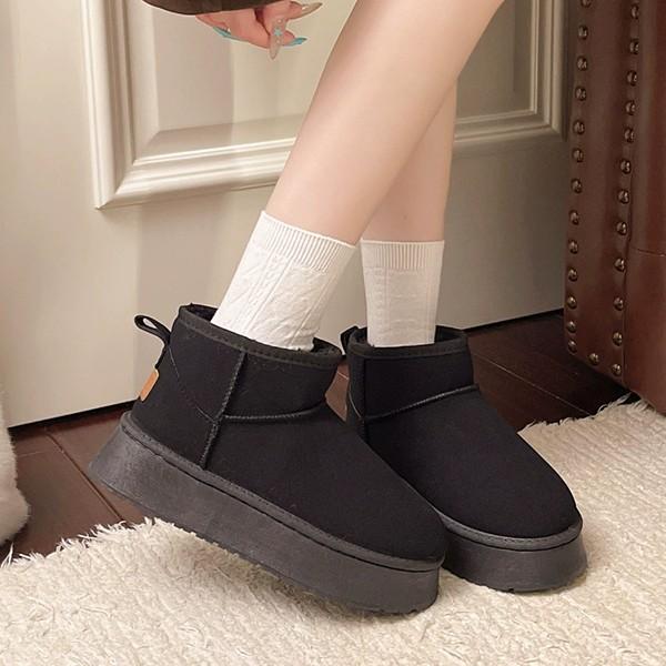 여성 2컬러 플랫폼 청키솔 숏 기모 부츠 UGS40