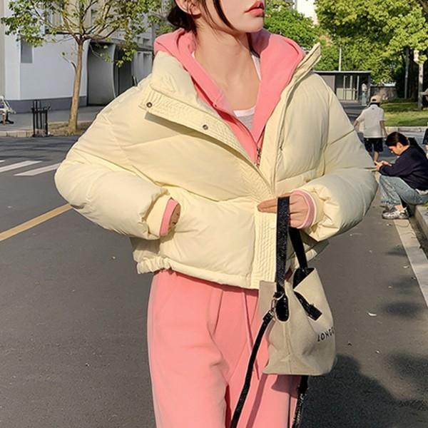 여성 3컬러 데일리 심플 스탠드넥 숏 패딩 WS-JP13