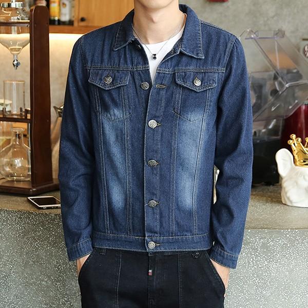 남성 데일리 캐주얼 카라 데님 스냅 청자켓 INSUM42