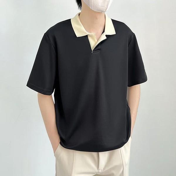 남성 단정한 데일리 여름 카라넥 반팔 티셔츠 IS-TS40