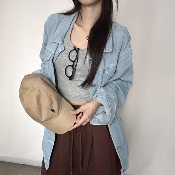 여성 캐주얼 루즈핏 카라 데님 청자켓 IS-DN20