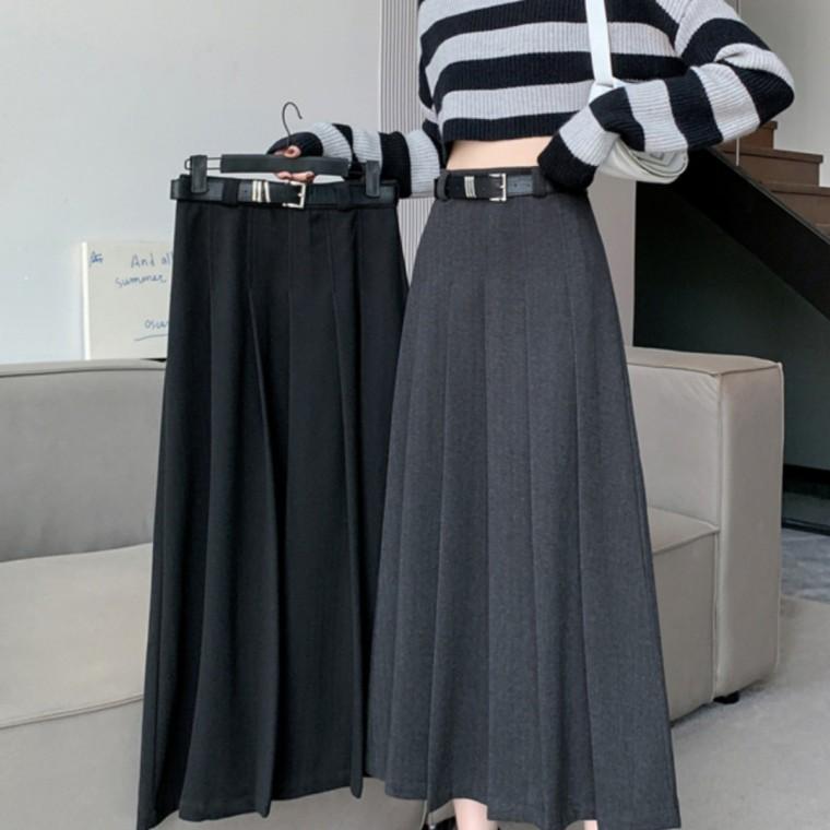 플 핀턱 데일리 학생 롱 스커트 SSH-111