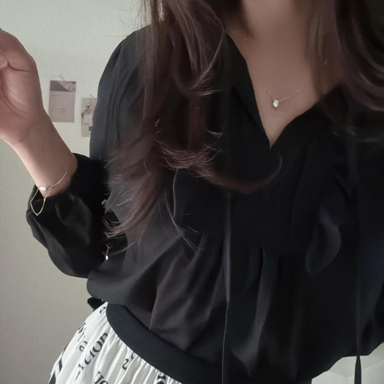 셔링넥 핀턱 러블리 긴팔 블라우스 SSH-089