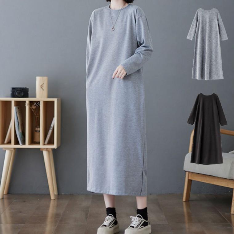 데일리 여성 라운드 맨투맨 원피스 LED-RSIS-096