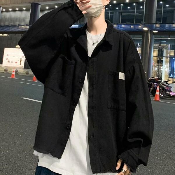 캐주얼 포켓 베이직 루즈핏 남성 긴팔 셔츠 IS-JK05