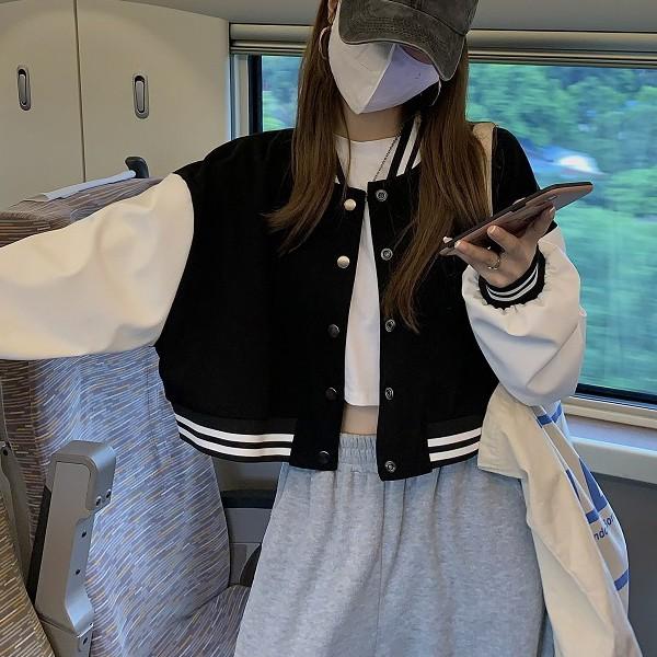바시티 세미크롭 배색 여성 데일리 야구점퍼 LK-J010