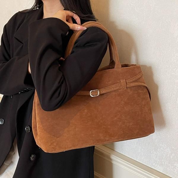 여성 모던 데일리 가방 스웨이드 벨트 토트백 MSB017