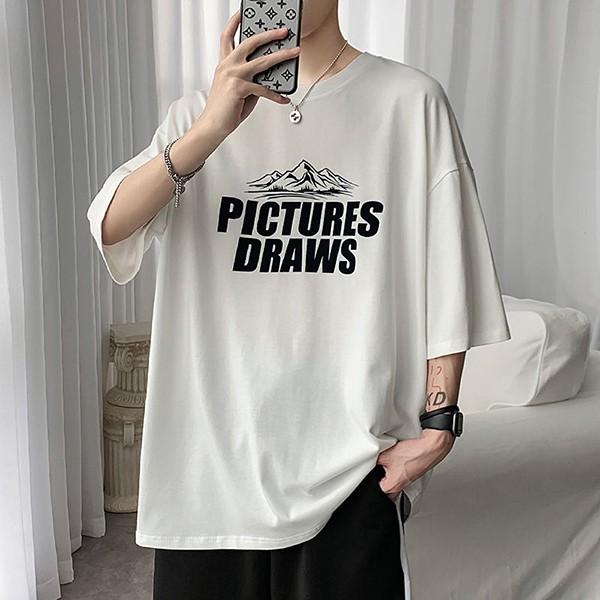 스트릿 프린팅 로고 오버핏 남성 반팔 티셔츠 IS-TS14