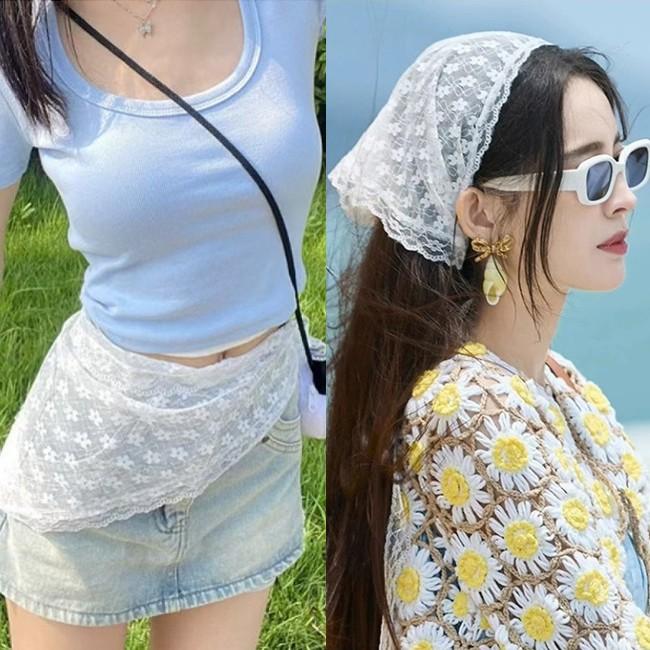 내추럴 여성 트렌디 플라워 스카프 DHH-F12
