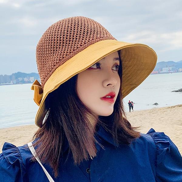여성 리본 코튼 밀짚모자 라탄 패션 썬캡 HAT63