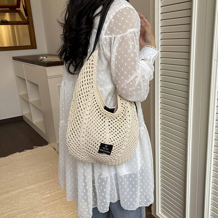 여성 비치 캐주얼 뜨개짜임 여행 데일리 여름 숄더백