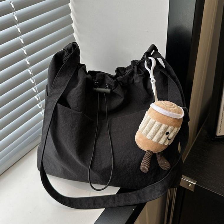 여성 데일리 나일론 복조리 백 가방 키링 set 블랙 여름 숄더백 가벼운 복조리백