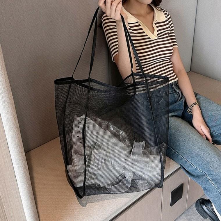 망사 숄더백 물빠짐 여름 메쉬 수영장 비치백 가방