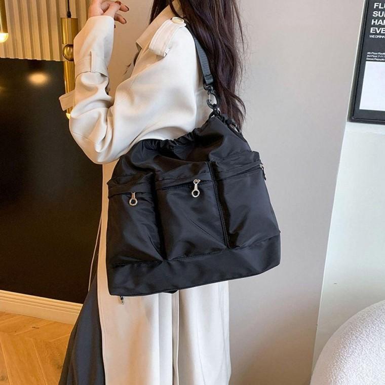 블랙 쓰리 포켓 숄더 크로스백 여성 가방 여자 쇼퍼백 빅사이즈 출근 보조 숄더백 가을