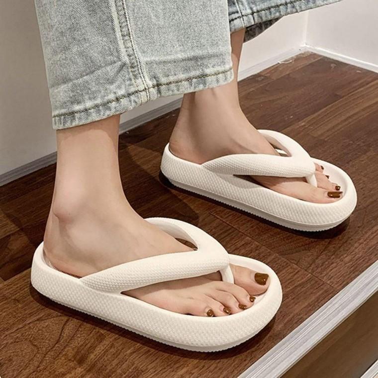 여자 여름 외출 바닷가 패션 쿠션 플립플랍 쪼리 슬리퍼 굽낮은 비치 여름쪼리 꽃무늬